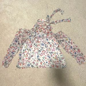 Zara flowy floral top cold shoulder top